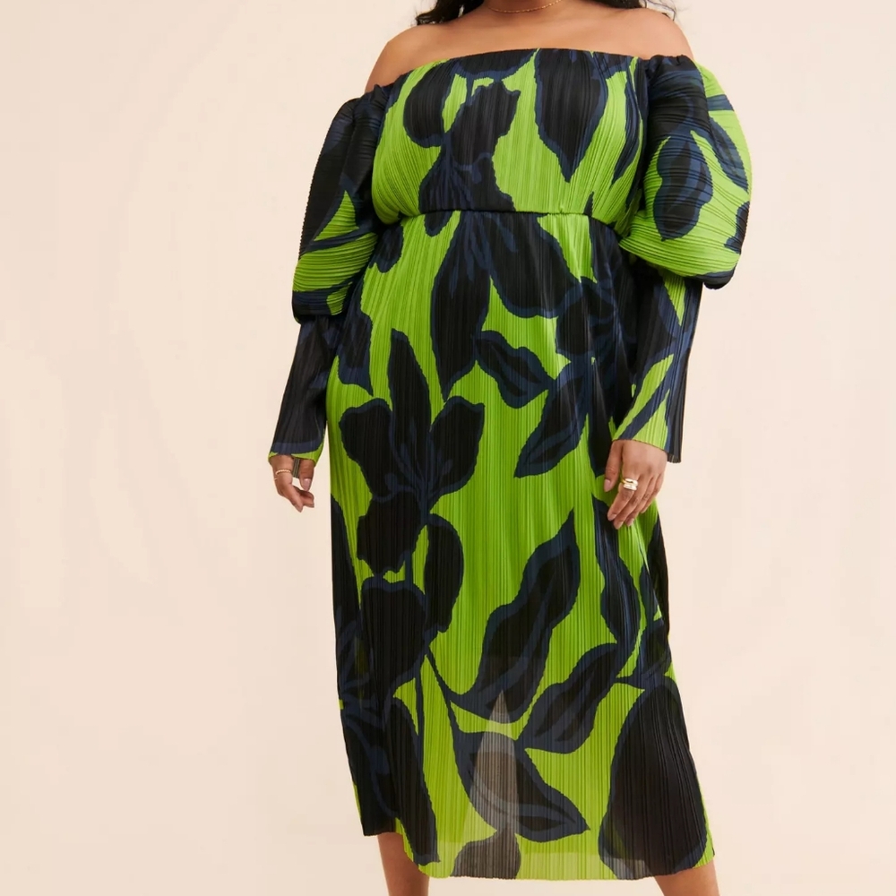 NWT Eloquii Pleated Off-Shoulder Dress Size 24